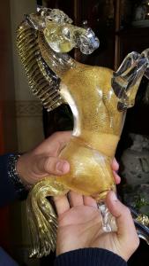 Cavallo in vetro di murano e loro 24 kt