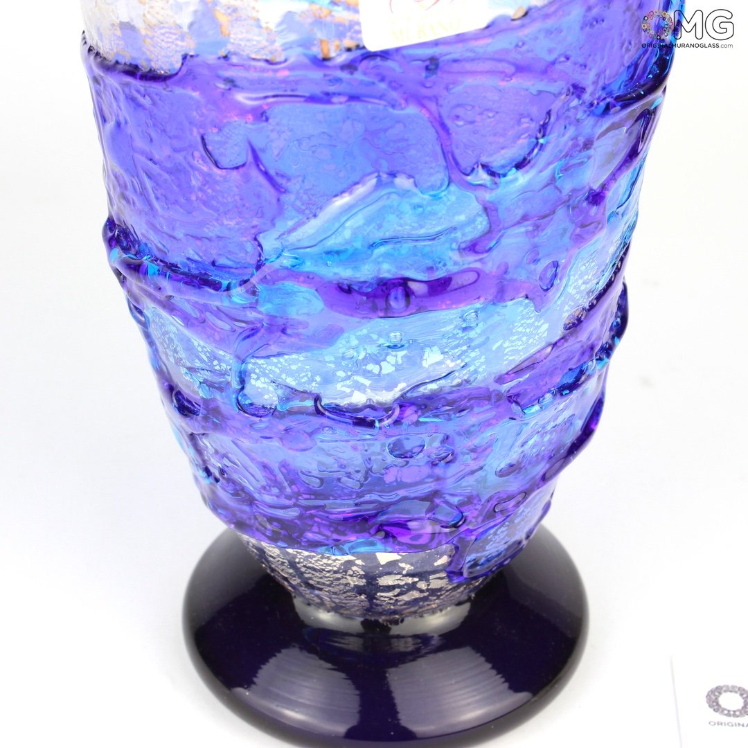 Vase Sbruffi Ocean Waves Blue Murano Glass Vase
