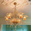 Lampadario Elegante - Oro 24kt + pendenti - Vetro di Murano - 6 Luci