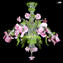 Venetian Chandelier Rosa - Floral Rosetto - Murano Glass