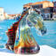 Horse head - Sculpture in chalcedony - Original Murano glass Omg