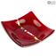 Millefiori square plate red - Murano glass - empty pocket