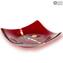 Millefiori square plate red - Murano glass - empty pocket