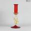 Set of 2 Classic Venetian Red Candle Holders - Murano Glass
