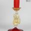 Classic Venetian Red Candle Holder - Murano Glass 