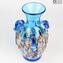 Anfora Light Blue -  Vase - Murano glass Millefiori