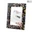Photo Frame Color Fantasy in Black and Gold 24kt - Fused Murano Glass 