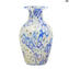Vaso con Millefiori Blu Bianco con oro - vetro di Murano originale