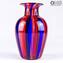Vase Filigree Colourful Cannes Blue Red - Original Glass Murano