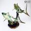 Sharks on base - Sculpture in chalcedony - Original Murano Glass