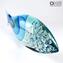 Fish Abstract Sculpture - Light Blue - Original Murano Glass
