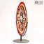 Disc on stand Plate Centerpiece Sun in Red and Multicolors Sbruffi - Original Murano Glass OMG