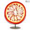 Disc on stand Plate Centerpiece Sun in Red and Multicolors Sbruffi - Original Murano Glass OMG