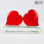 Coppia di Cuori in vetro di Murano OMG su base - cuore