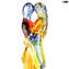 Scultura di amanti - abbraccio blu arancio rosso giallo - Vetro di Murano - Misura grande