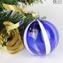 Christmas Ball - Canes Fantasy BLUE -Murano Glass Xmas