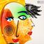 Testa di Donna tributo a Picasso - Pop Art Scultura in vetro di Murano originale