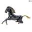 Exclusive Black Horse Sculpture with gold - Original Murano Glass 