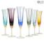 Champagne Flute Set - 6 Colors Mix - Glass Blown