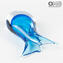 Vase Fish - Cyan Sommerso - Original Murano Glass OMG
