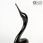 Black Heron Male - Glass Sculpture - Original Murano Glass OMG