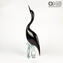Black Heron Male - Glass Sculpture - Original Murano Glass OMG