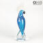 Light Blue Parrot and silver - Glass Sculpture - Original Murano Glass OMG