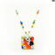 Necklace velia Millefiori Square - Multicolor - Original Murano Glass OMG