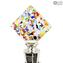 Tappo per bottiglia quadrato con colori misti in vetro di Murano originale OMG® + Scatola