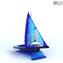 Sail boat - blue - Original Murano glass