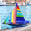 Sail boat - Multicolor - Original Murano glass