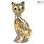 Cat Figurine in Murrine Millefiori Gold - Animals - Original Murano glass OMG
