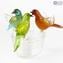 Nido di 3 uccelli - Ambra - Vetro di Murano Originale OMG