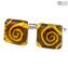 Cufflinks - Amber Spiral - Original Murano Glass OMG