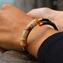 Bracelet Fiammingo - Perla lunga Ocra con Avventurina - Vetro di Murano Originale OMG