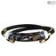 Bracelet Fiammingo - Black Long Beads with Avventurina - Original Murano Glass OMG