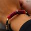 Bracelet Fiammingo - Perla lunga Rossa con Avventurina - Vetro di Murano Originale OMG