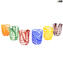 6 Bicchieri Goto Filanti - Colori Misti - Vetro di Murano Originale OMG