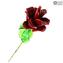 Fiore Rosa Rossa Grande - Lavorata a Lume - Original Murano Glass OMG