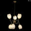 Deco Style Lamp White Stripes  - Hanging Lamp 6 lights - Original Murano Glass