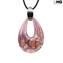 Parure Drop pendant necklace and earrings - Pink - Original Murano Glass