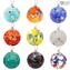 Set of 4 pieces Christmas Balls Fantasy Original Murano Glass Xmas