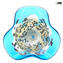 Drop Plate Murrine Millefiori -  Light Blue Glass and Silver