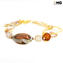 Bracelet Lucy - amber and gold  with aventurine - Original Murano Glass