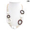 Peros necklace - white and brown rings - Original Murano Glass