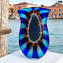 Multicolor Vase -blue- snake skin  - Battuto - Blown Vase - Original Murano Glass