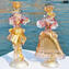 Figure goldoniane Veneziane Dama e Cavaliere - vetro rosa e oro 24 kt