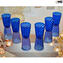 Set of 6 Drinking glasses Twisted - light blue - Original Murano Glass