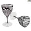 Drinking Glass - black lines Chalices Set of 6 pieces -  original murano glass omg
