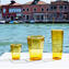 Set di 6 Bicchieri flute in vetro di Murano - Ottagonali - Ambra - Eleganti